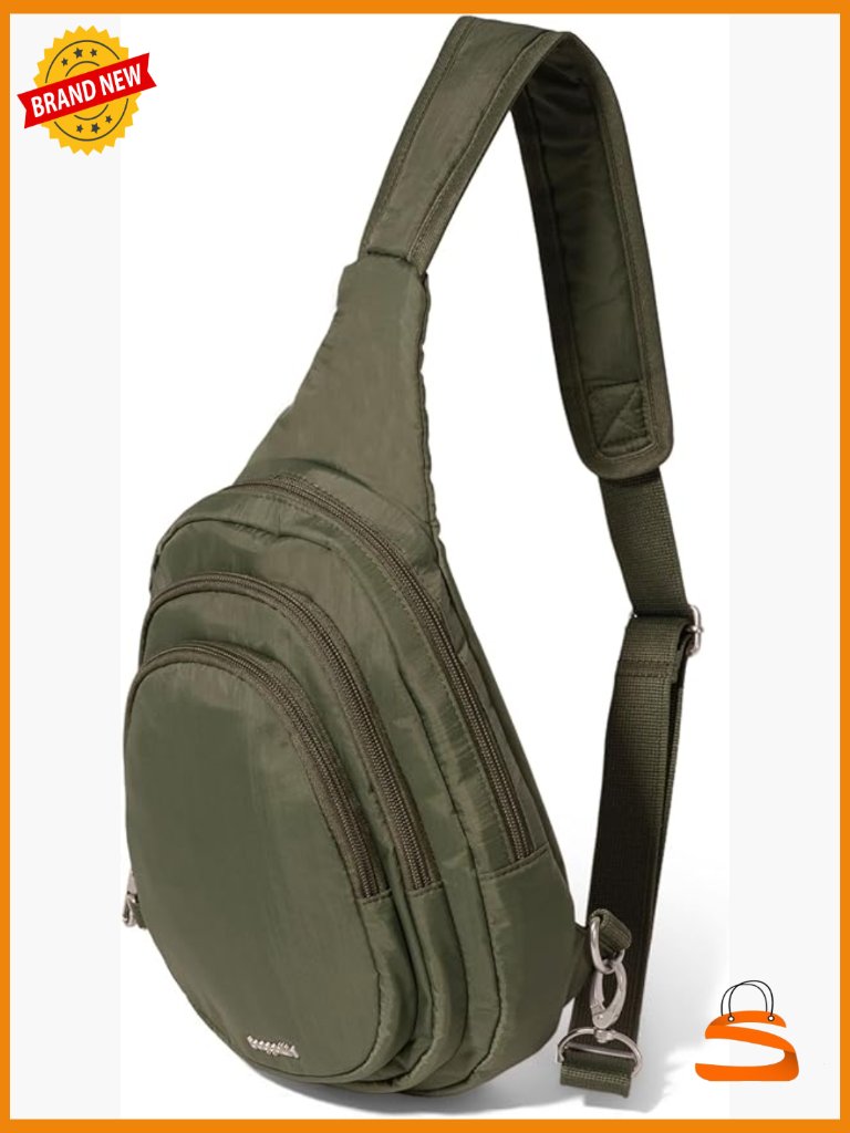 Anti-Theft Multi Zip Sling Travel Bag With Locking Zippers & Rfid